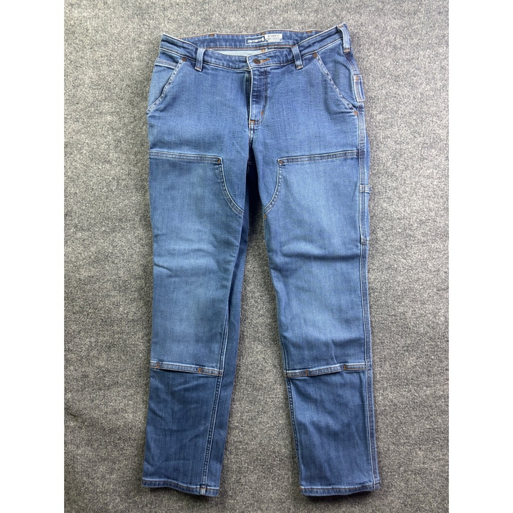 Carhartt‎ Double Front Utility Jeans Womens 10 Blue Relaxed Fit Work Pants
